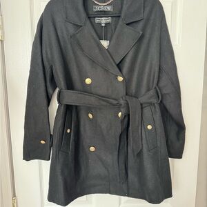 J. Crew Women's Black Pea Coat with Gold Buttons